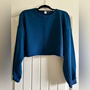 Lightly Distressed Blue Cropped Sweatshirt
